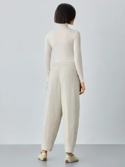 New Barrel Fit Trousers In Viscose Linen and Lyocell Blend With Elasticated Waistband MULHER Fatos|Calças De Fato