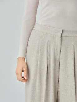 New Barrel Fit Trousers In Viscose Linen and Lyocell Blend With Elasticated Waistband MULHER Fatos|Calças De Fato