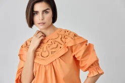 Sale Blouse In Organic Cotton Poplin With English Embroidery MULHER Blusas