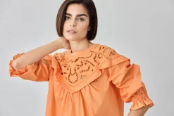 Sale Blouse In Organic Cotton Poplin With English Embroidery MULHER Blusas
