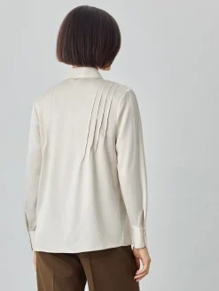 Clearance Blouse In Satin Fabric With Pleats Details MULHER Blusas