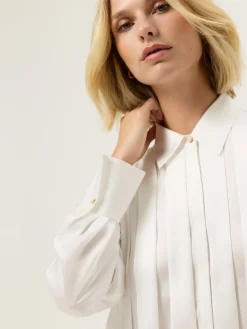 Discount Blouse In Satin Fabric With Box Pleats MULHER Blusas