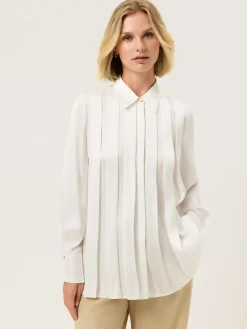 Discount Blouse In Satin Fabric With Box Pleats MULHER Blusas