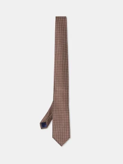 Sale Checkered Pattern Tie 100% Silk 7,5cm Gravatas