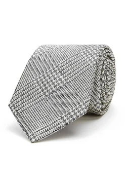 New Checkered Pattern Tie 100% Silk 7cm Gravatas