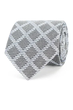 Outlet Checkered Pattern Tie 100% Silk 8cm Gravatas