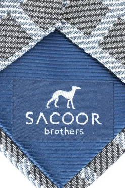 Outlet Checkered Pattern Tie 100% Silk 8cm Gravatas