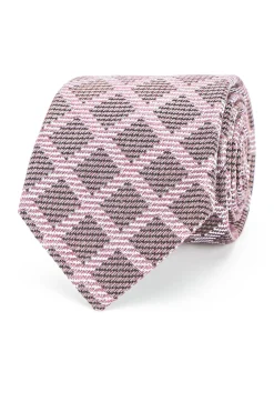 Outlet Checkered Pattern Tie 100% Silk 8cm Gravatas