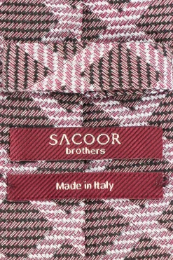 Outlet Checkered Pattern Tie 100% Silk 8cm Gravatas