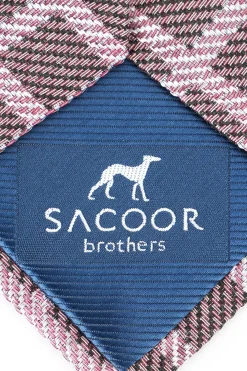 Outlet Checkered Pattern Tie 100% Silk 8cm Gravatas