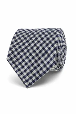Sale Checkered Pattern Tie 100% Silk 7cm Gravatas