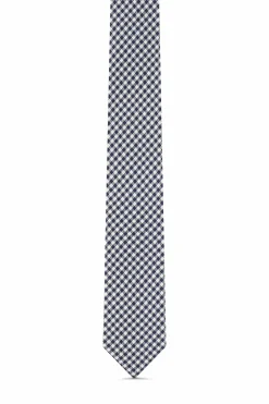 Sale Checkered Pattern Tie 100% Silk 7cm Gravatas