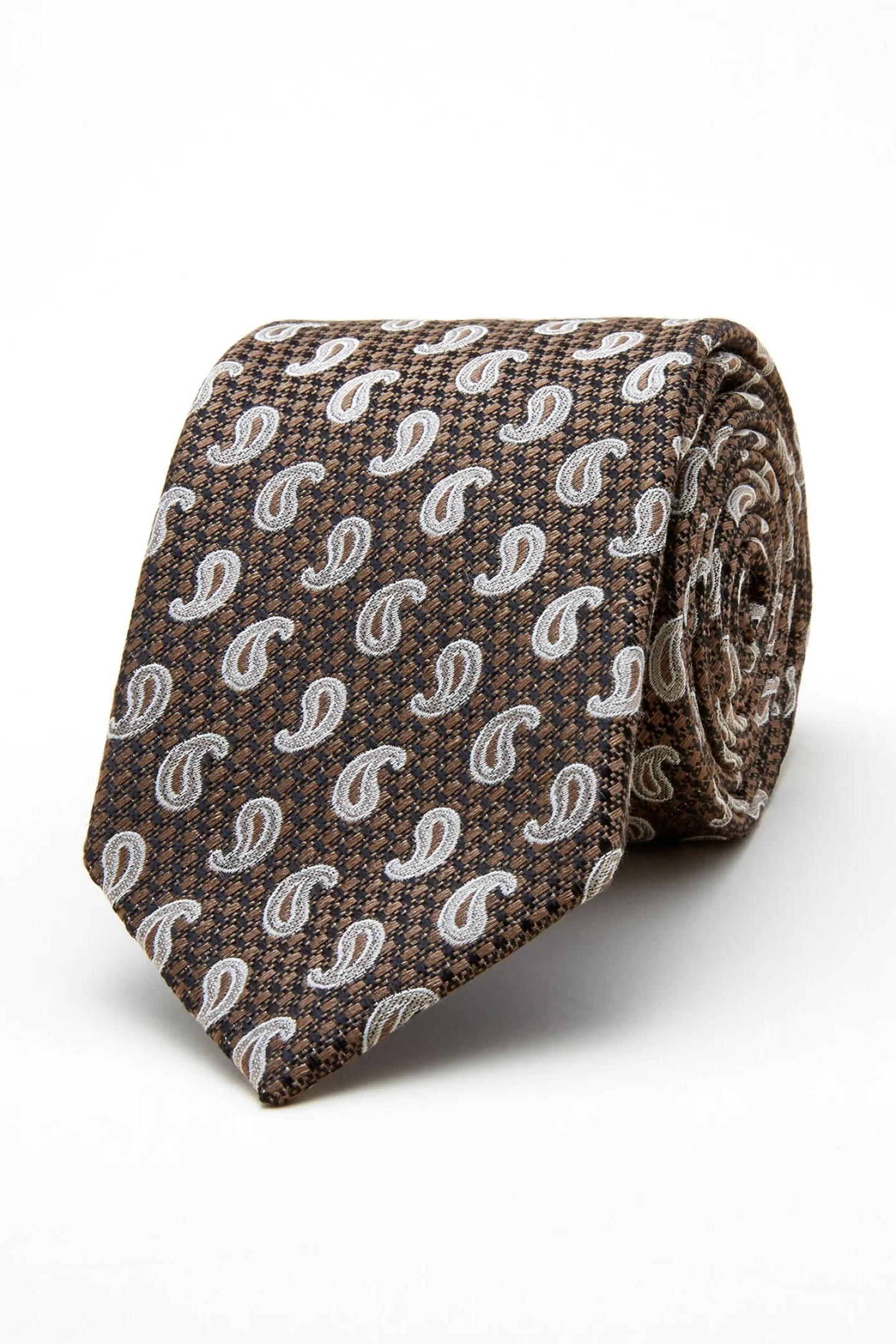 New Cornucopia Pattern Tie Silk and Wool Blend 7,5cm Gravatas