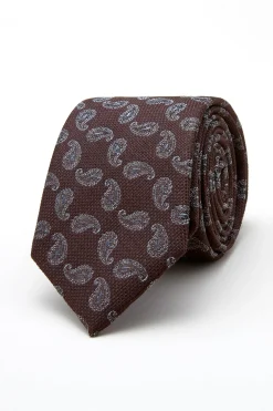 Hot Cornucopia Pattern Tie Silk and Wool Blend 7,5cm Gravatas