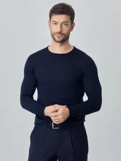 Best Crew Neck Sweater With Long Sleeves In Extra Fine Merino Wool Camisolas