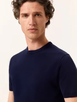 Sale Crew Neck Sweater With Short Sleeves In Cotton and Silk Blend Camisolas