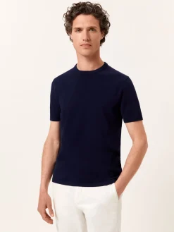Sale Crew Neck Sweater With Short Sleeves In Cotton and Silk Blend Camisolas