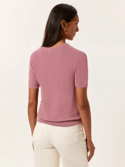 Crew Neck Sweater With Short Sleeves In Viscose Blend MULHER Camisolas