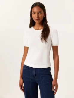 Crew Neck Sweater With Short Sleeves In Viscose Blend MULHER Camisolas