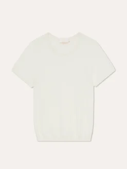 Crew Neck Sweater With Short Sleeves In Viscose Blend MULHER Camisolas