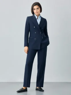 Clearance Double Breasted Pinstripes Suit In Wool Blend MULHER Fatos