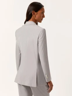 New Double-Breasted Pinstripe Suit Blazer In Rayon & Cotton Blend MULHER Fatos|Blazers
