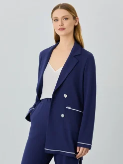 Hot Double-Breasted Punto Roma Blazer In Rayon Blend MULHER Blazers