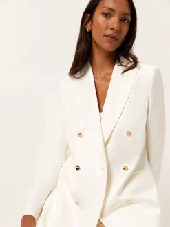 Discount Double-Breasted Suit Blazer In Cotton & Linen Blend MULHER Blazers