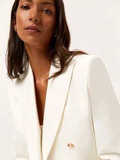 Discount Double-Breasted Suit Blazer In Cotton & Linen Blend MULHER Blazers