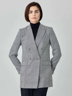 Outlet Double-Breasted Suit Blazer In Viscose Blend With Pied de Poule Fabric MULHER Blazers