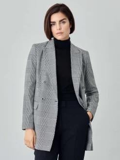 Outlet Double-Breasted Suit Blazer In Viscose Blend With Pied de Poule Fabric MULHER Blazers