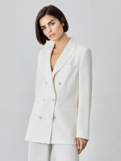 Best Double-Breasted Suit Blazer In Viscose Blend MULHER Fatos|Blazers