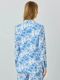 Hot Double-Breasted Suit Blazer In Rayon Blend With Floral Print MULHER Fatos|Blazers