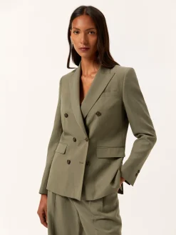 Outlet Double-Breasted Suit Blazer In Lyocell Linen & Cotton Blend MULHER Fatos|Blazers