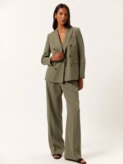 Outlet Double-Breasted Suit Blazer In Lyocell Linen & Cotton Blend MULHER Fatos|Blazers