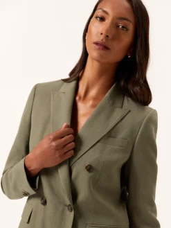 Outlet Double-Breasted Suit Blazer In Lyocell Linen & Cotton Blend MULHER Fatos|Blazers
