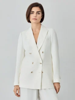 New Double-Breasted Suit Blazer In Cotton Blend Fabric MULHER Fatos|Blazers