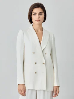 New Double-Breasted Suit Blazer In Cotton Blend Fabric MULHER Fatos|Blazers
