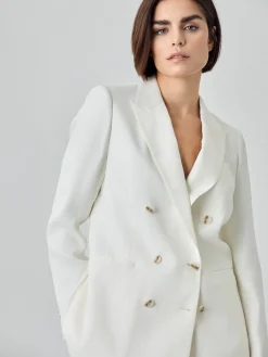 New Double-Breasted Suit Blazer In Cotton Blend Fabric MULHER Fatos|Blazers