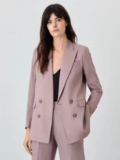 Outlet Double-Breasted Suit Blazer In Viscose Linen Blend MULHER Fatos|Blazers