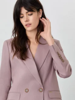Outlet Double-Breasted Suit Blazer In Viscose Linen Blend MULHER Fatos|Blazers