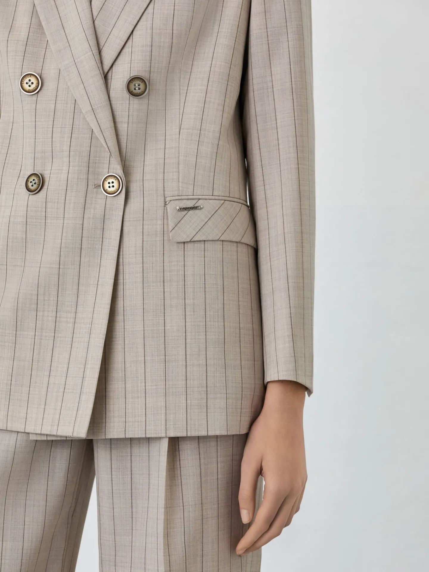 New Double-Breasted Suit Blazer In Wool Blend MULHER Fatos|Blazers