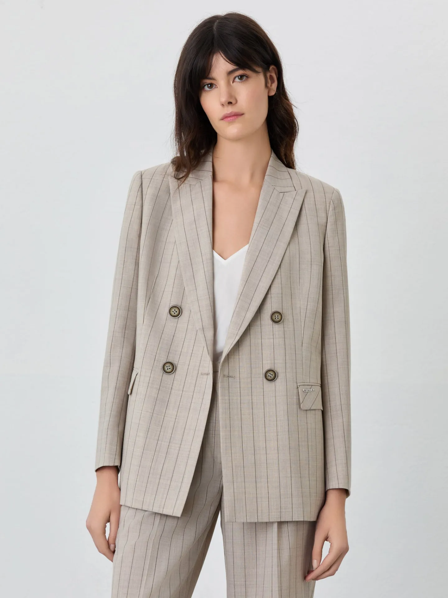 New Double-Breasted Suit Blazer In Wool Blend MULHER Fatos|Blazers