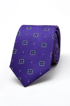 Outlet Floral Pattern Tie Silk and Wool Blend 7,5cm Gravatas
