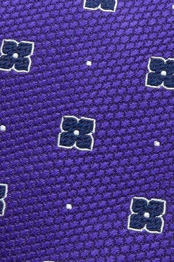 Outlet Floral Pattern Tie Silk and Wool Blend 7,5cm Gravatas