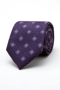 Online Floral Pattern Tie Silk and Wool Blend 7,5cm Gravatas