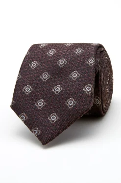 Online Floral Pattern Tie Silk and Wool Blend 7,5cm Gravatas