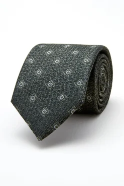 Online Floral Pattern Tie Silk and Wool Blend 7,5cm Gravatas