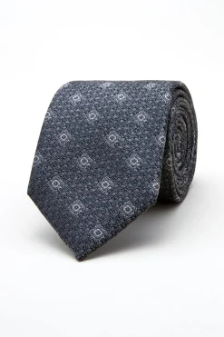 Online Floral Pattern Tie Silk and Wool Blend 7,5cm Gravatas