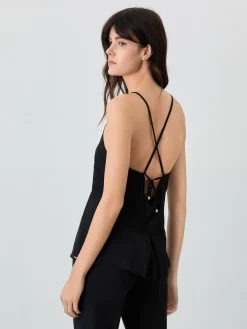 Online Flowy V-neck Top In Satin MULHER Tops